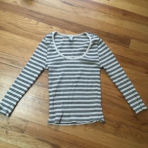 Black and white striped long sleeve top